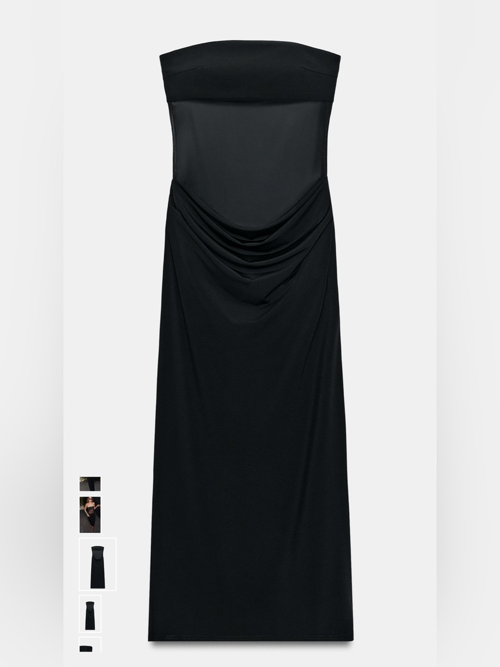 Zara Strapless Black Draped Evening Dress
